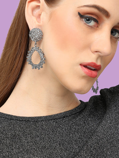 SILVER PLATED PARTY DESIGNER DROP EARRING FOR WOMEN
