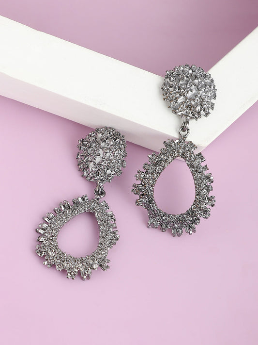 SILVER PLATED PARTY DESIGNER DROP EARRING FOR WOMEN