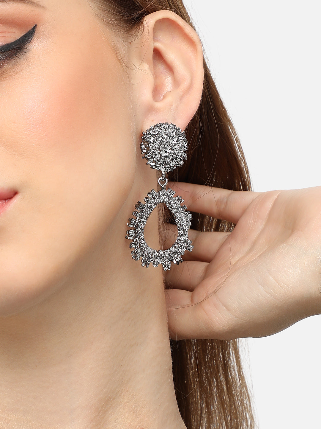 SILVER PLATED PARTY DESIGNER DROP EARRING FOR WOMEN