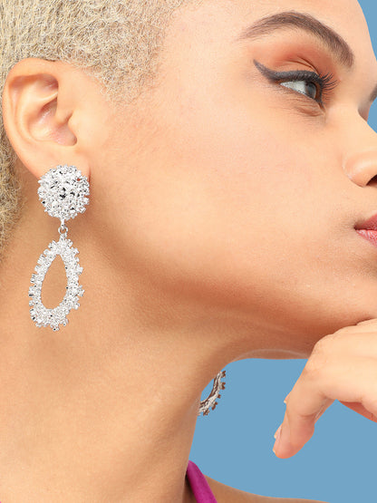 SILVER PLATED PARTY DESIGNER DROP EARRING FOR WOMEN