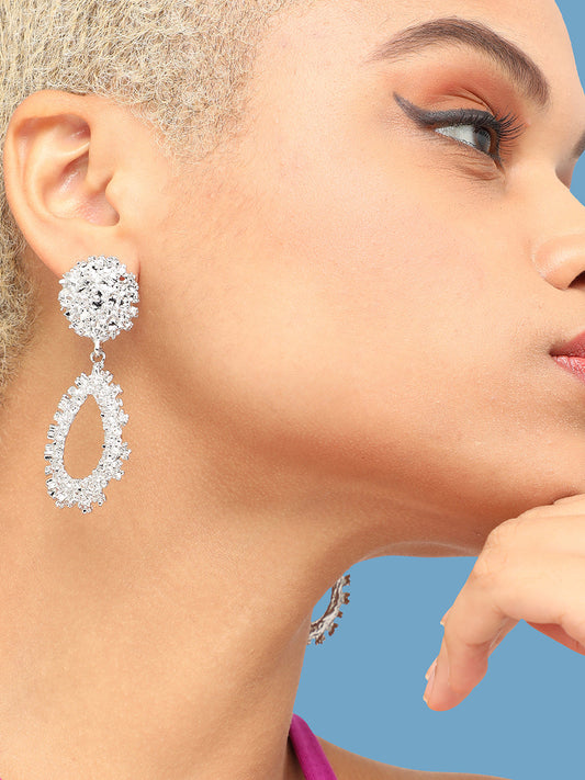 SILVER PLATED PARTY DESIGNER DROP EARRING FOR WOMEN