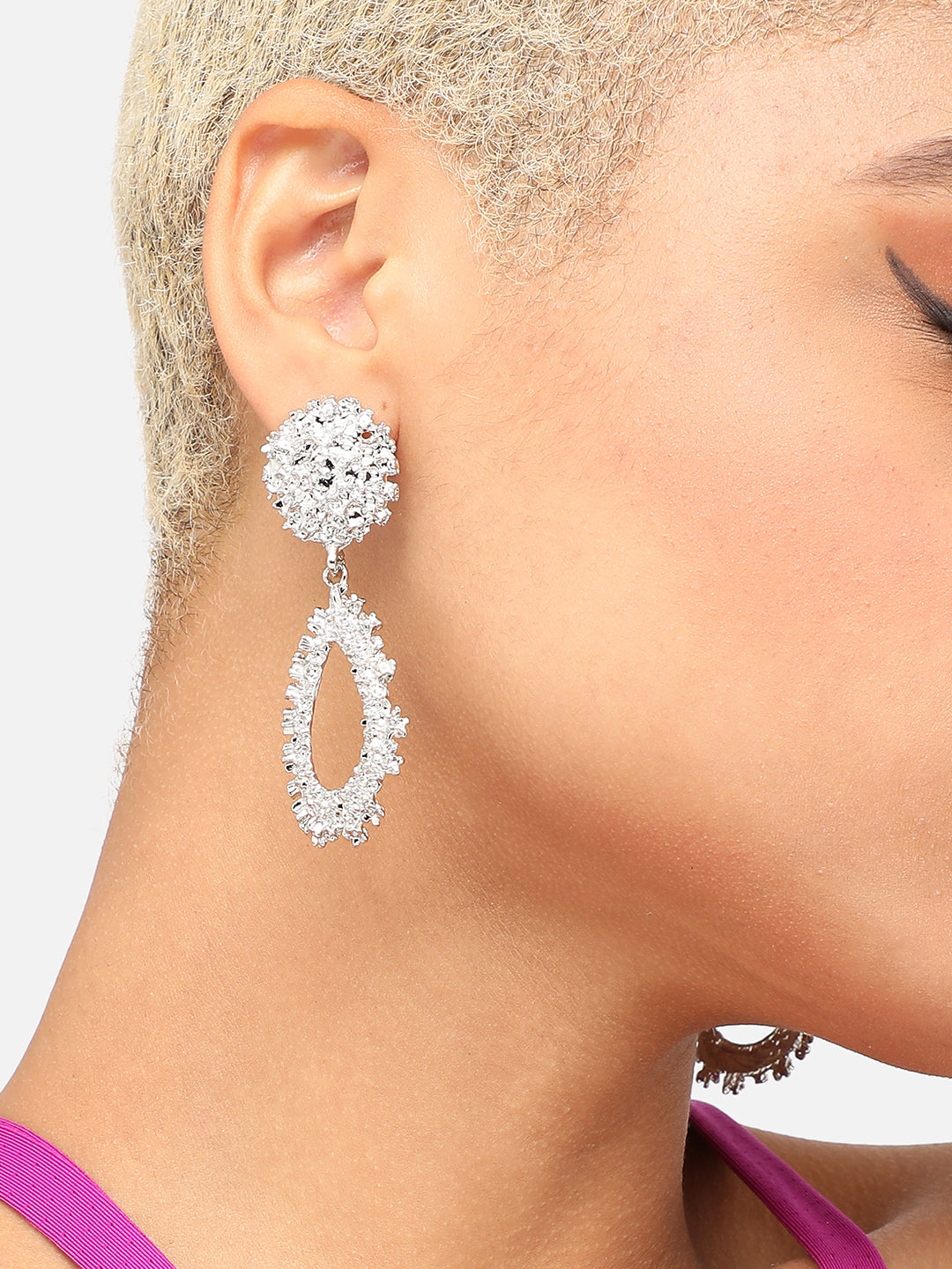 SILVER PLATED PARTY DESIGNER DROP EARRING FOR WOMEN