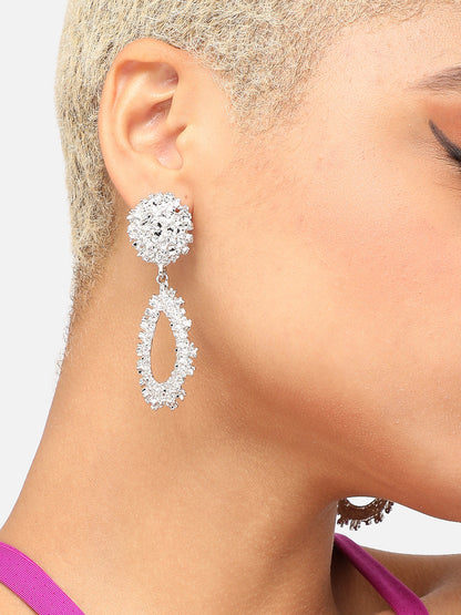 SILVER PLATED PARTY DESIGNER DROP EARRING FOR WOMEN