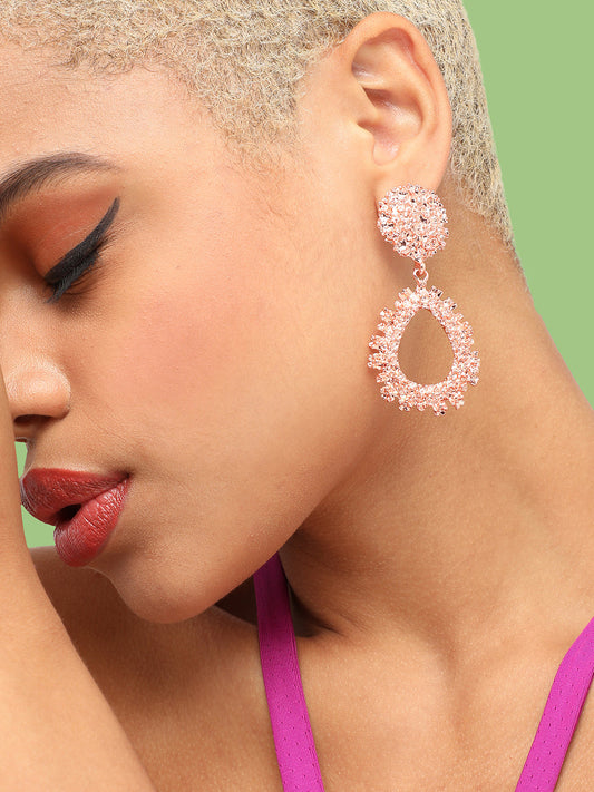 ROSE GOLD PLATED PARTY DESIGNER DROP EARRING FOR WOMEN