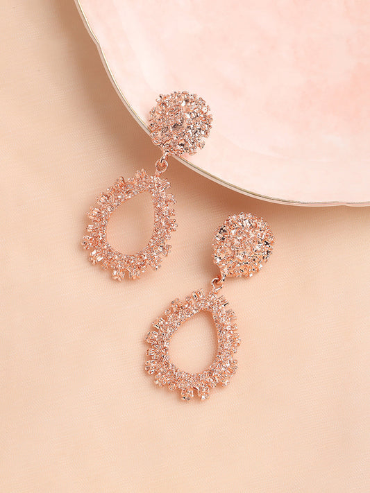 ROSE GOLD PLATED PARTY DESIGNER DROP EARRING FOR WOMEN