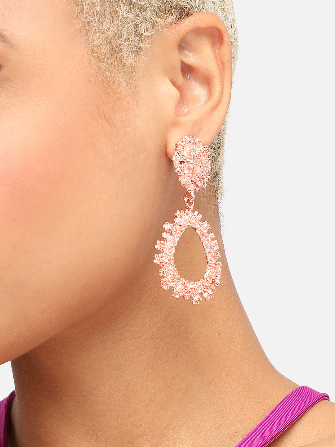 ROSE GOLD PLATED PARTY DESIGNER DROP EARRING FOR WOMEN