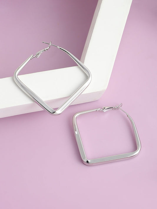 SILVER PLATED PARTY DESIGNER HOOP EARRING FOR WOMEN