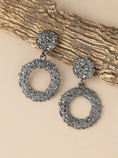 SILVER PLATED PARTY DESIGNER STONE DROP EARRING FOR WOMEN