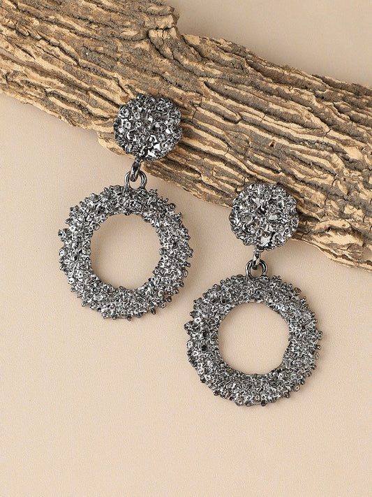 SILVER PLATED PARTY DESIGNER STONE DROP EARRING FOR WOMEN
