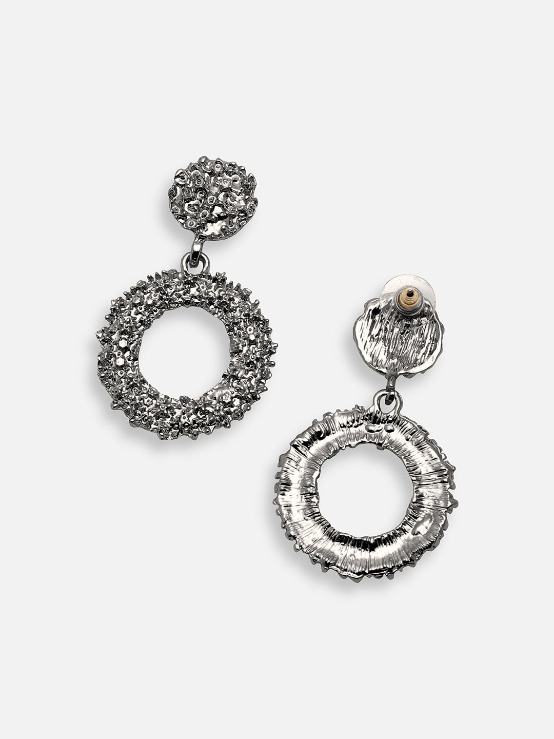 SILVER PLATED PARTY DESIGNER STONE DROP EARRING FOR WOMEN