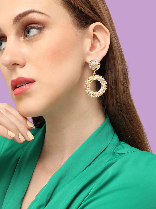 GOLD PLATED PARTY DESIGNER STONE DROP EARRING FOR WOMEN