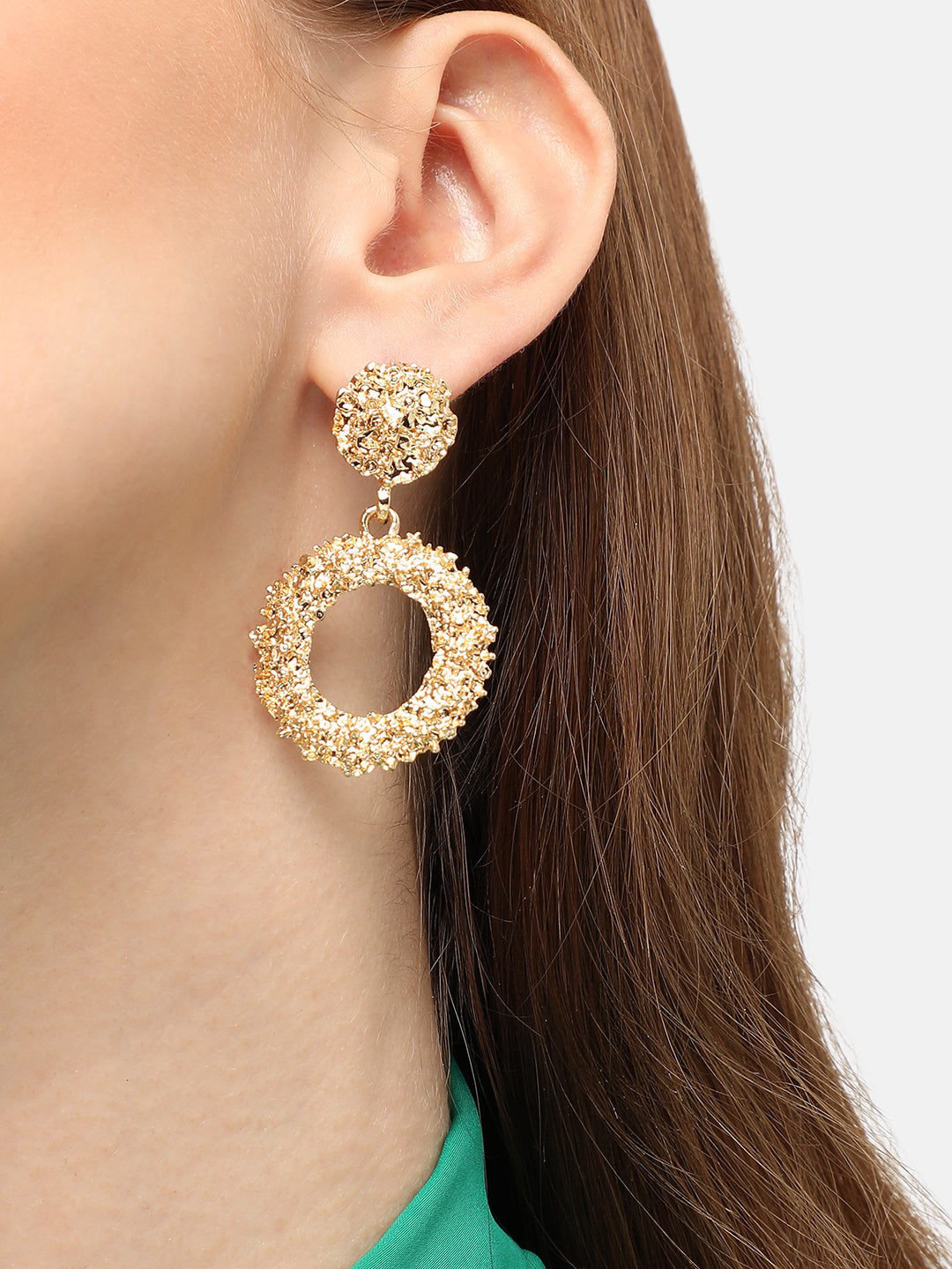GOLD PLATED PARTY DESIGNER STONE DROP EARRING FOR WOMEN