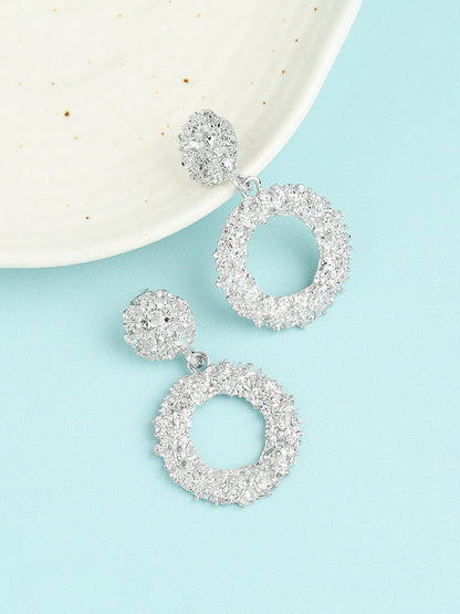 SILVER PLATED PARTY DESIGNER STONE DROP EARRING FOR WOMEN