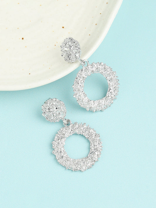 SILVER PLATED PARTY DESIGNER STONE DROP EARRING FOR WOMEN