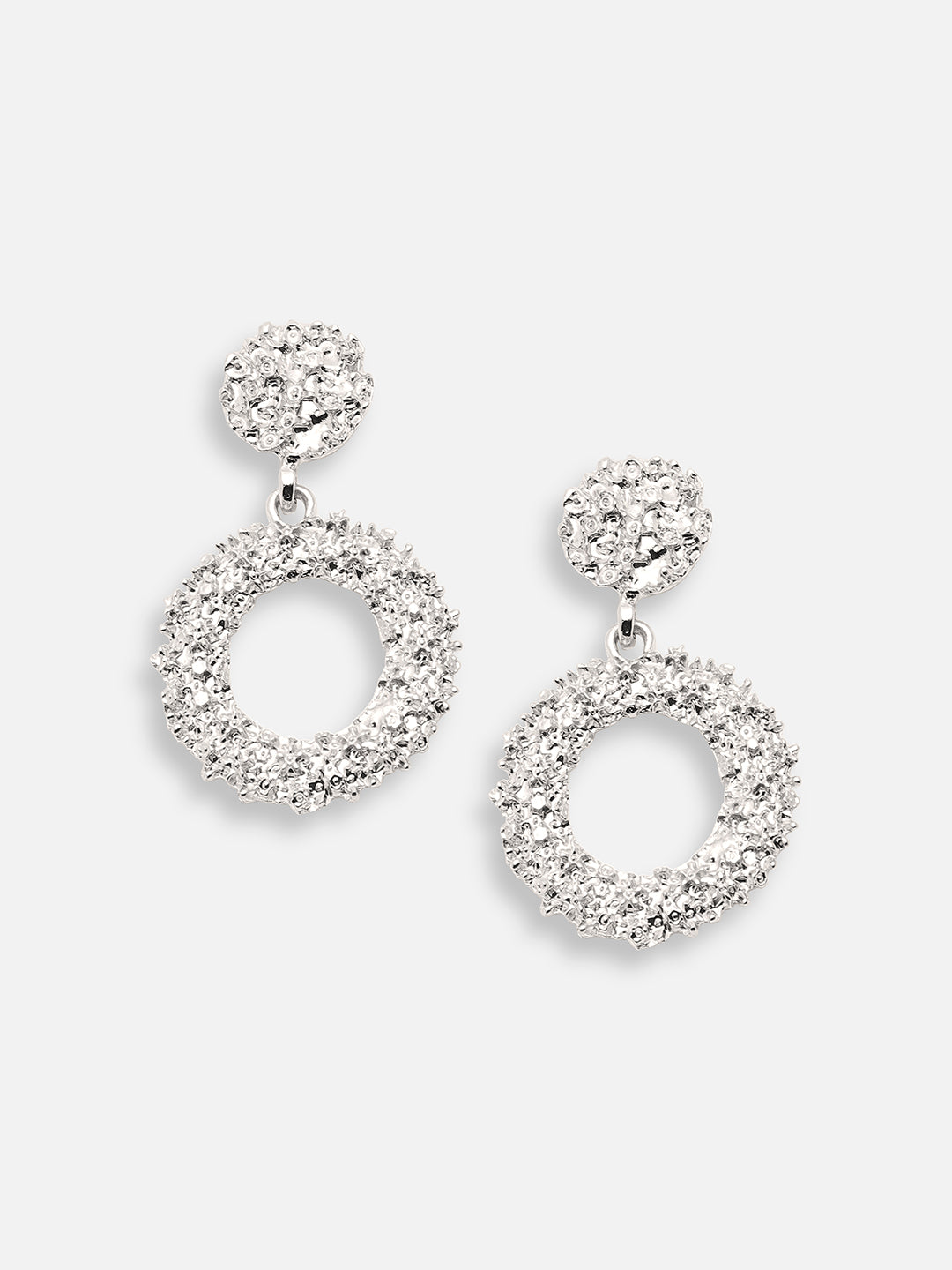 SILVER PLATED PARTY DESIGNER STONE DROP EARRING FOR WOMEN