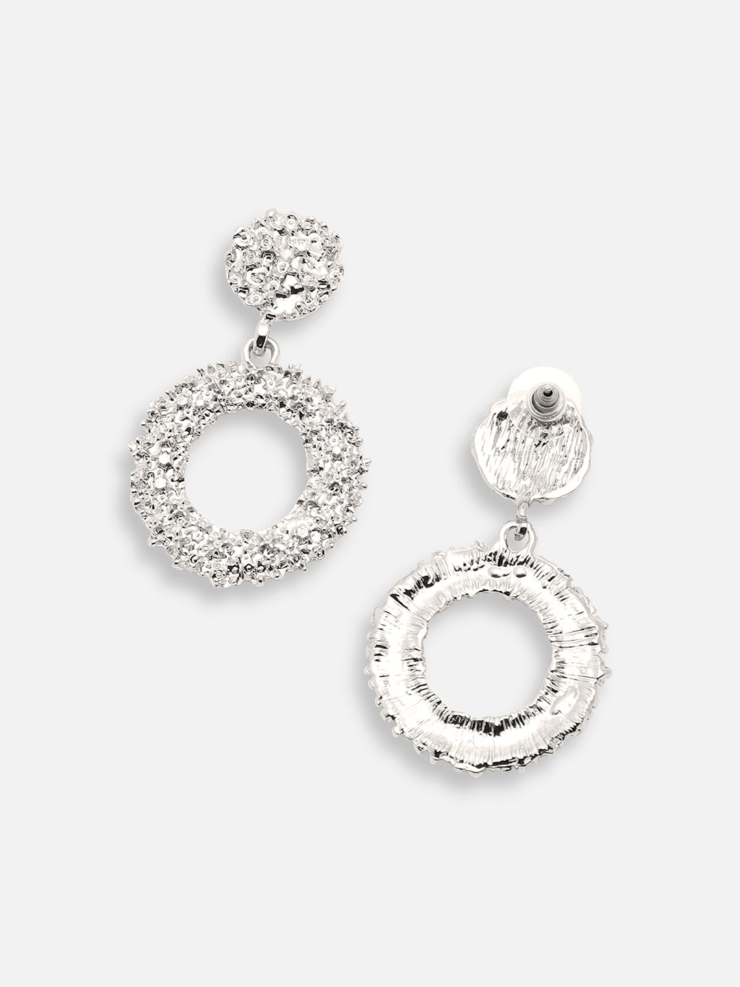 SILVER PLATED PARTY DESIGNER STONE DROP EARRING FOR WOMEN