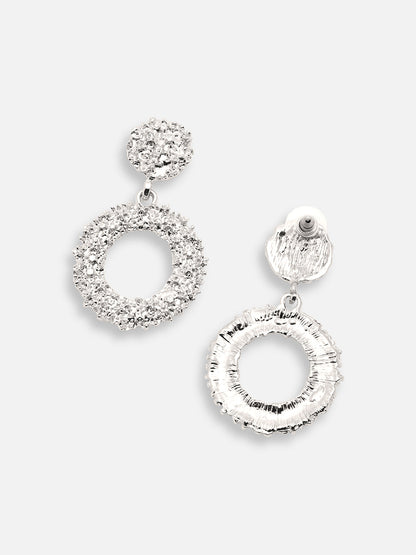 SILVER PLATED PARTY DESIGNER STONE DROP EARRING FOR WOMEN
