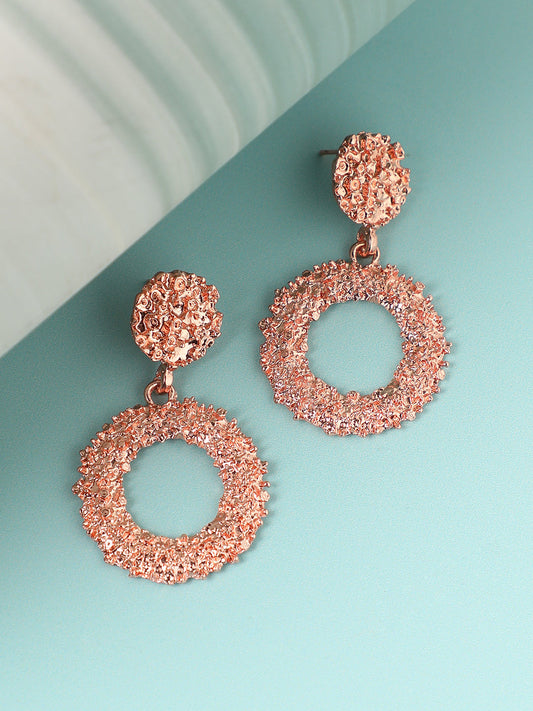 ROSE GOLD PLATED PARTY DESIGNER STONE DROP EARRING FOR WOMEN