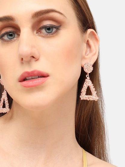 ROSE GOLD PLATED PARTY DESIGNER DROP EARRING FOR WOMEN