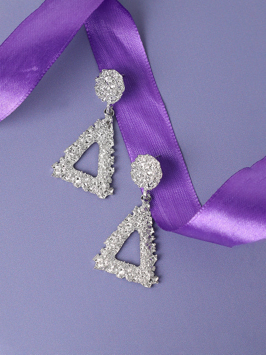 SILVER PLATED PARTY DESIGNER DROP EARRING FOR WOMEN
