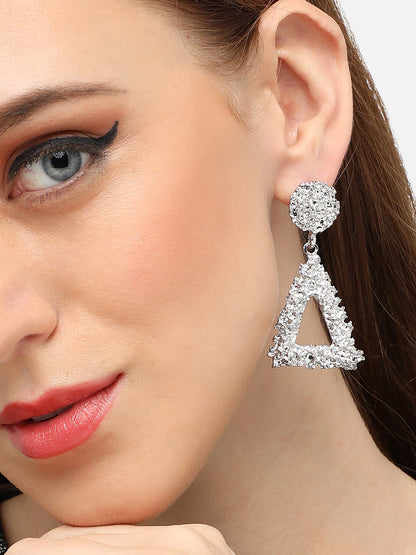 SILVER PLATED PARTY DESIGNER DROP EARRING FOR WOMEN