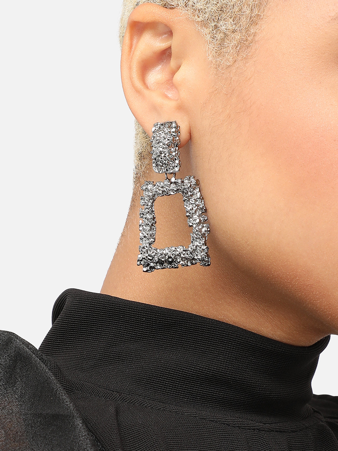 SILVER PLATED PARTY DESIGNER DROP EARRING FOR WOMEN