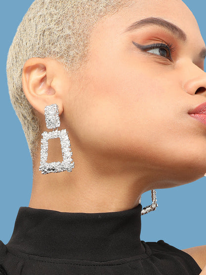 SILVER PLATED PARTY DESIGNER DROP EARRING FOR WOMEN