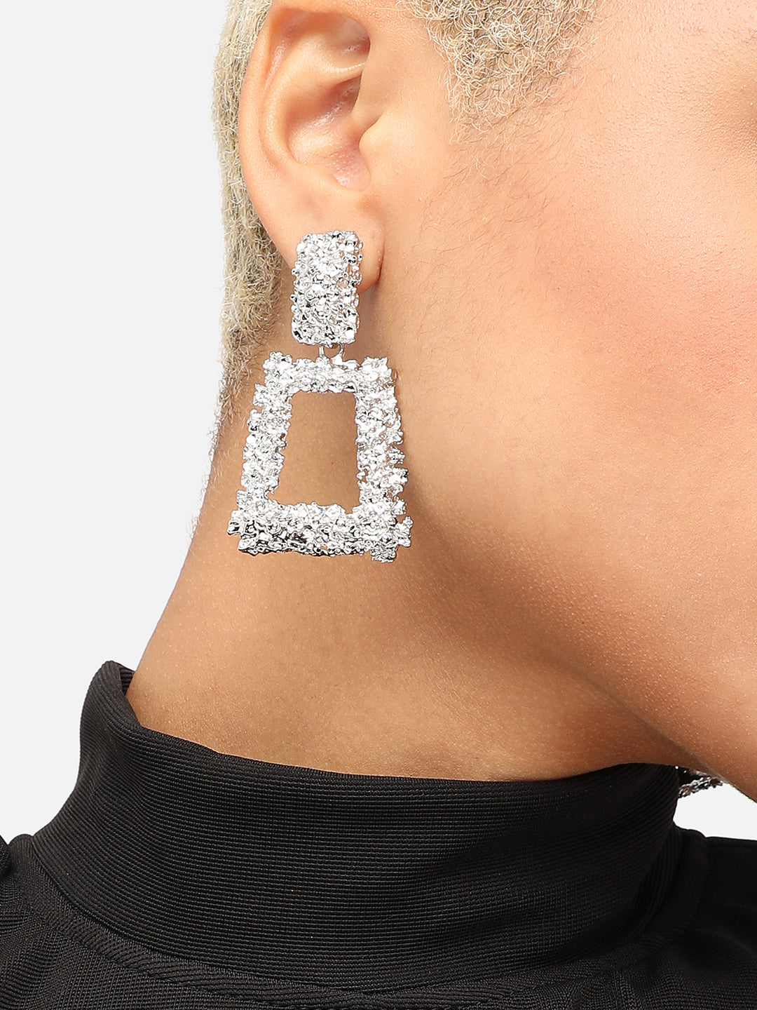 SILVER PLATED PARTY DESIGNER DROP EARRING FOR WOMEN