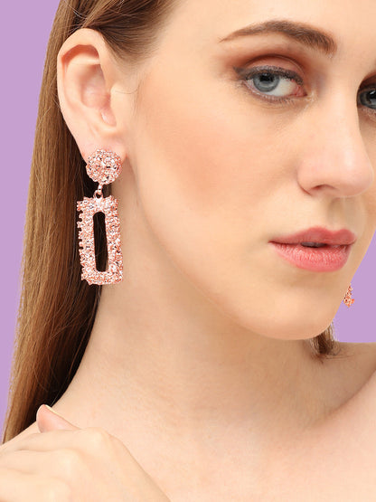 ROSE GOLD PLATED PARTY DESIGNER DROP EARRING FOR WOMEN