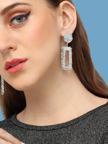 SILVER PLATED PARTY DESIGNER DROP EARRING FOR WOMEN