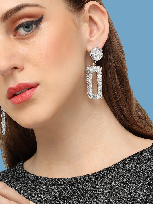 SILVER PLATED PARTY DESIGNER DROP EARRING FOR WOMEN