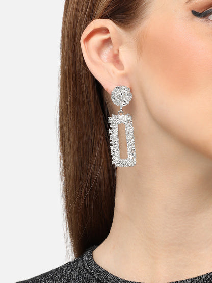 SILVER PLATED PARTY DESIGNER DROP EARRING FOR WOMEN