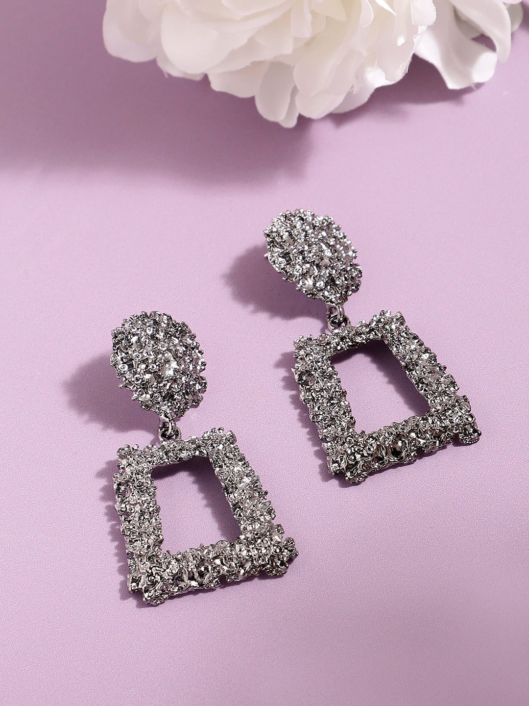 SILVER PLATED PARTY DESIGNER DROP EARRING FOR WOMEN