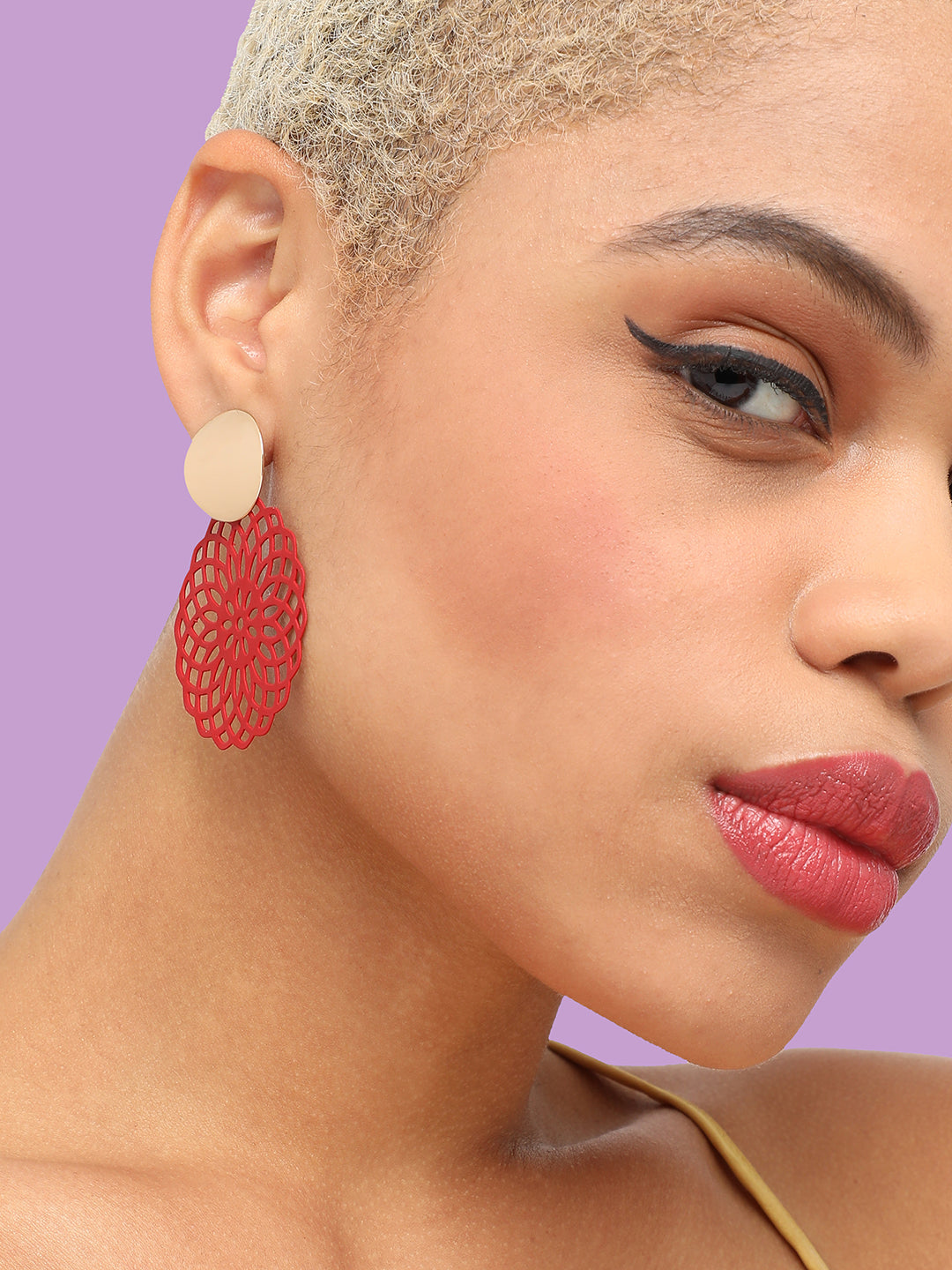 GOLD PLATED PARTY DESIGNER DROP EARRING FOR WOMEN