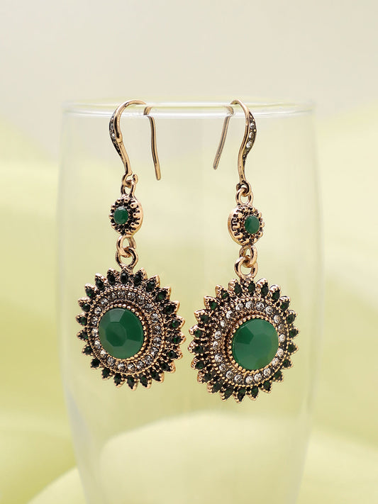 GOLD PLATED PARTY DESIGNER STONE DROP EARRING FOR WOMEN