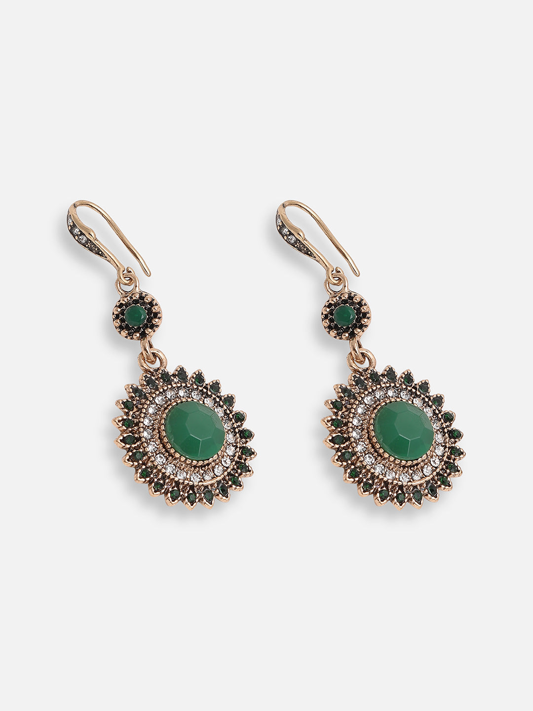 GOLD PLATED PARTY DESIGNER STONE DROP EARRING FOR WOMEN