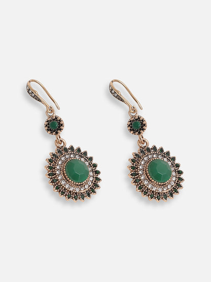 GOLD PLATED PARTY DESIGNER STONE DROP EARRING FOR WOMEN