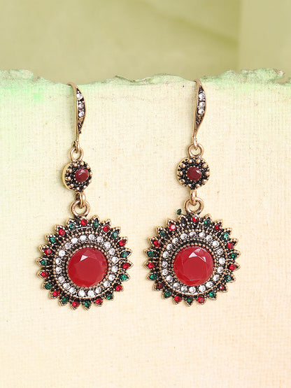 GOLD PLATED PARTY DESIGNER STONE DROP EARRING FOR WOMEN