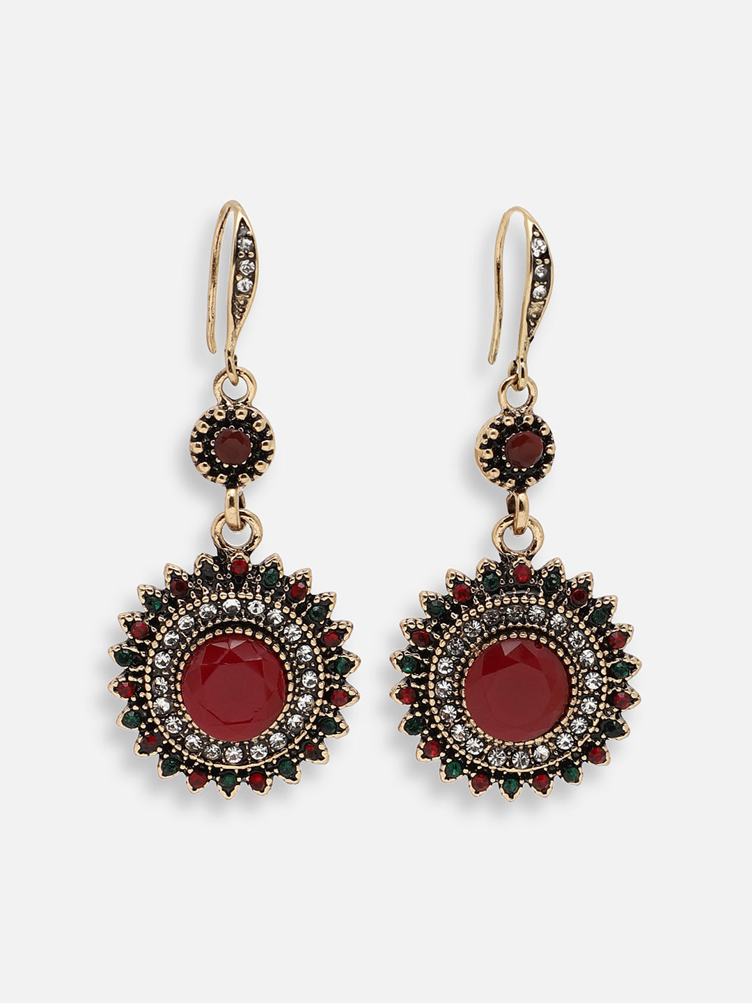 GOLD PLATED PARTY DESIGNER STONE DROP EARRING FOR WOMEN
