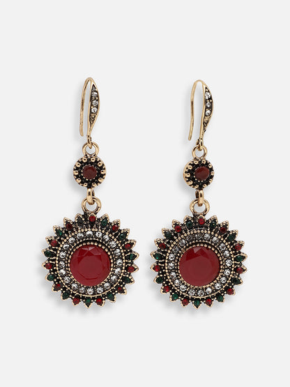 GOLD PLATED PARTY DESIGNER STONE DROP EARRING FOR WOMEN
