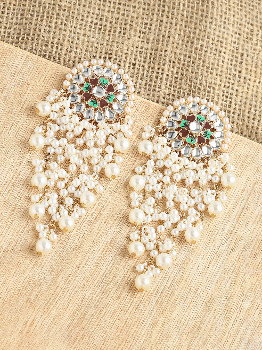 GOLD PLATED PARTY DESIGNER STONE DROP EARRING FOR WOMEN