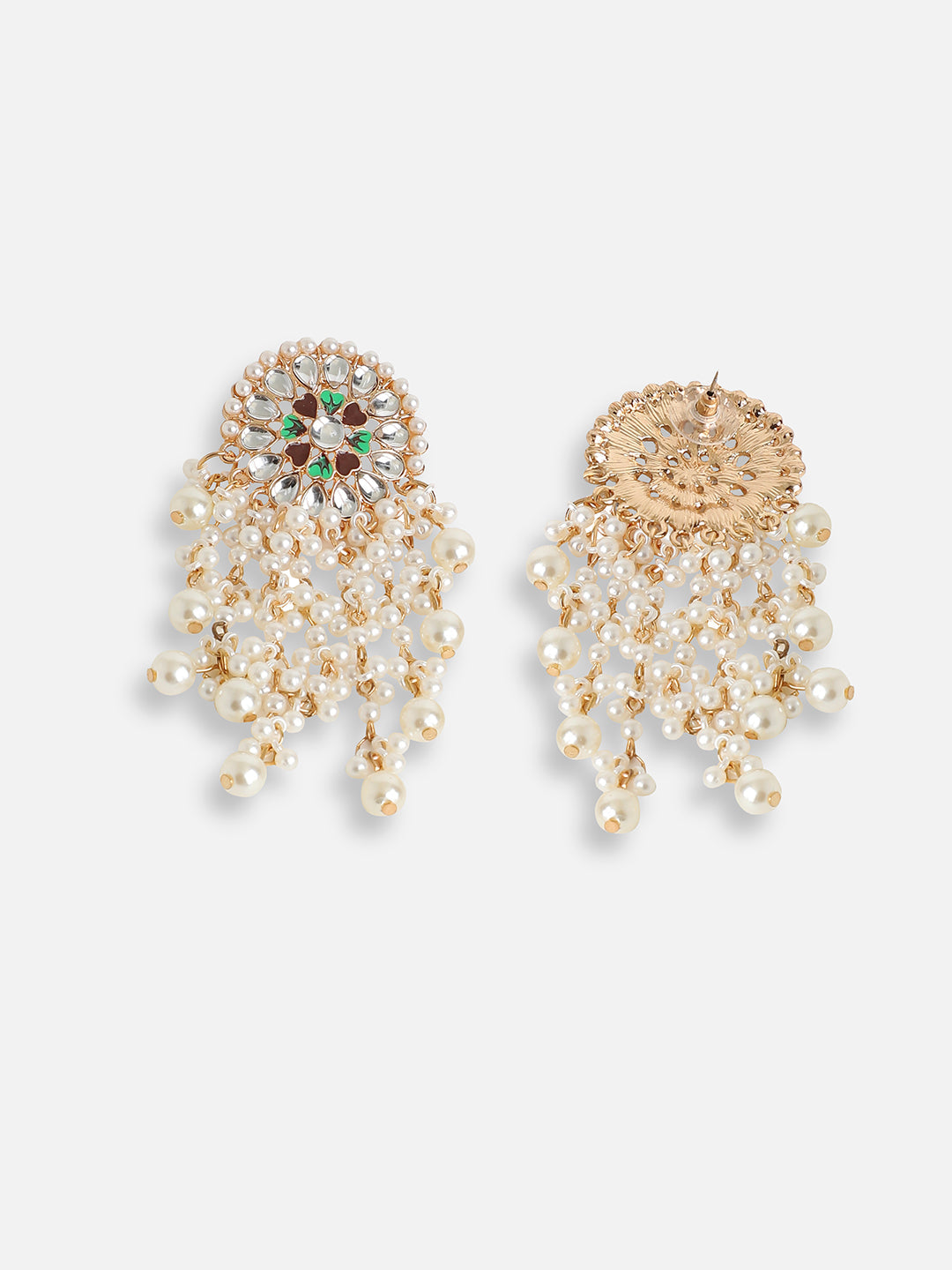 GOLD PLATED PARTY DESIGNER STONE DROP EARRING FOR WOMEN