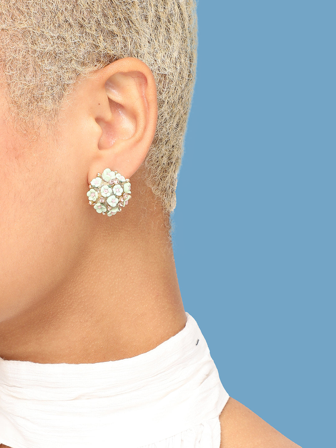 GOLD PLATED PARTY DESIGNER STONE STUD FOR WOMEN