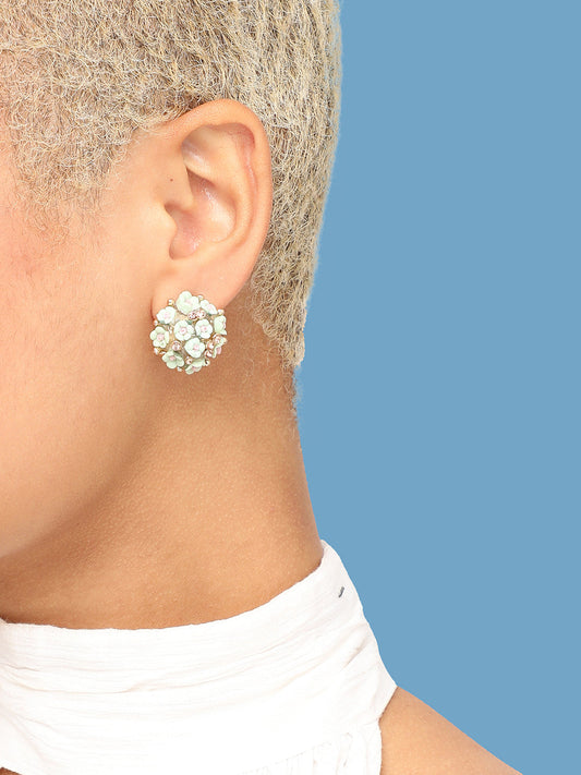 GOLD PLATED PARTY DESIGNER STONE STUD FOR WOMEN
