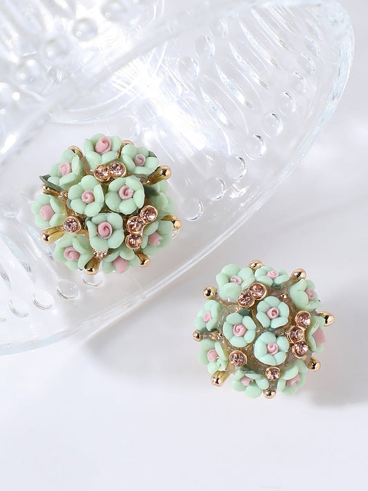GOLD PLATED PARTY DESIGNER STONE STUD FOR WOMEN