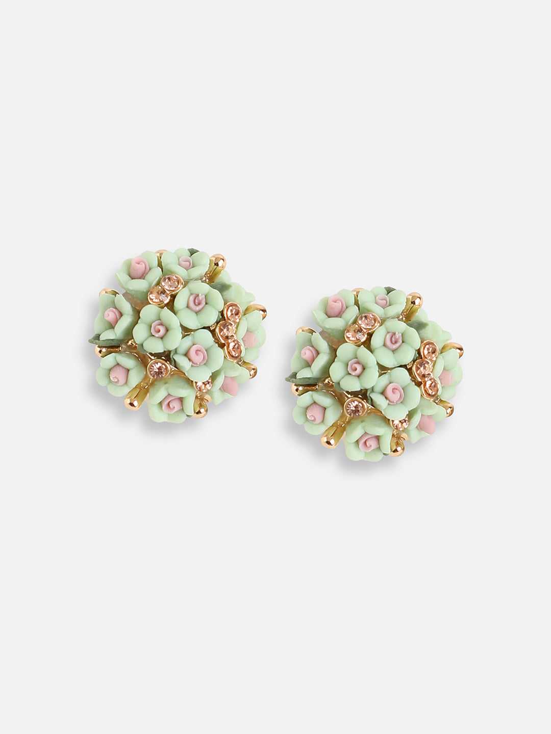 GOLD PLATED PARTY DESIGNER STONE STUD FOR WOMEN
