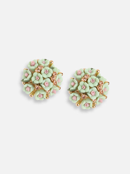 GOLD PLATED PARTY DESIGNER STONE STUD FOR WOMEN