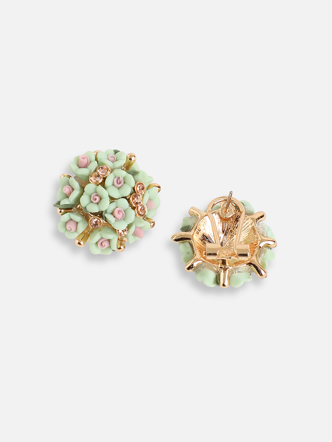 GOLD PLATED PARTY DESIGNER STONE STUD FOR WOMEN