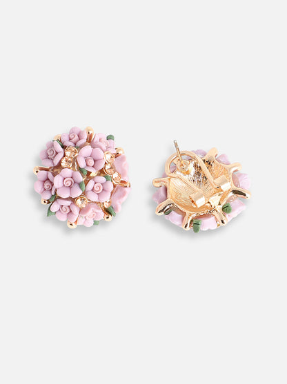 GOLD PLATED PARTY DESIGNER STONE STUD FOR WOMEN