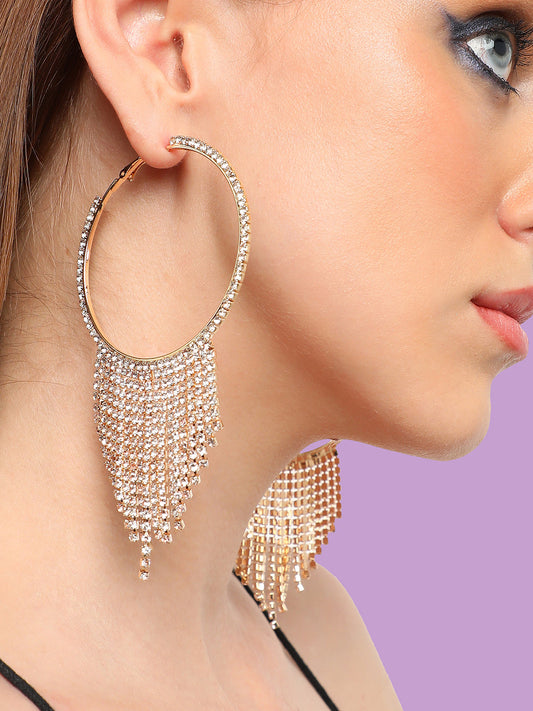 SILVER PLATED PARTY DESIGNER STONE DROP EARRING FOR WOMEN